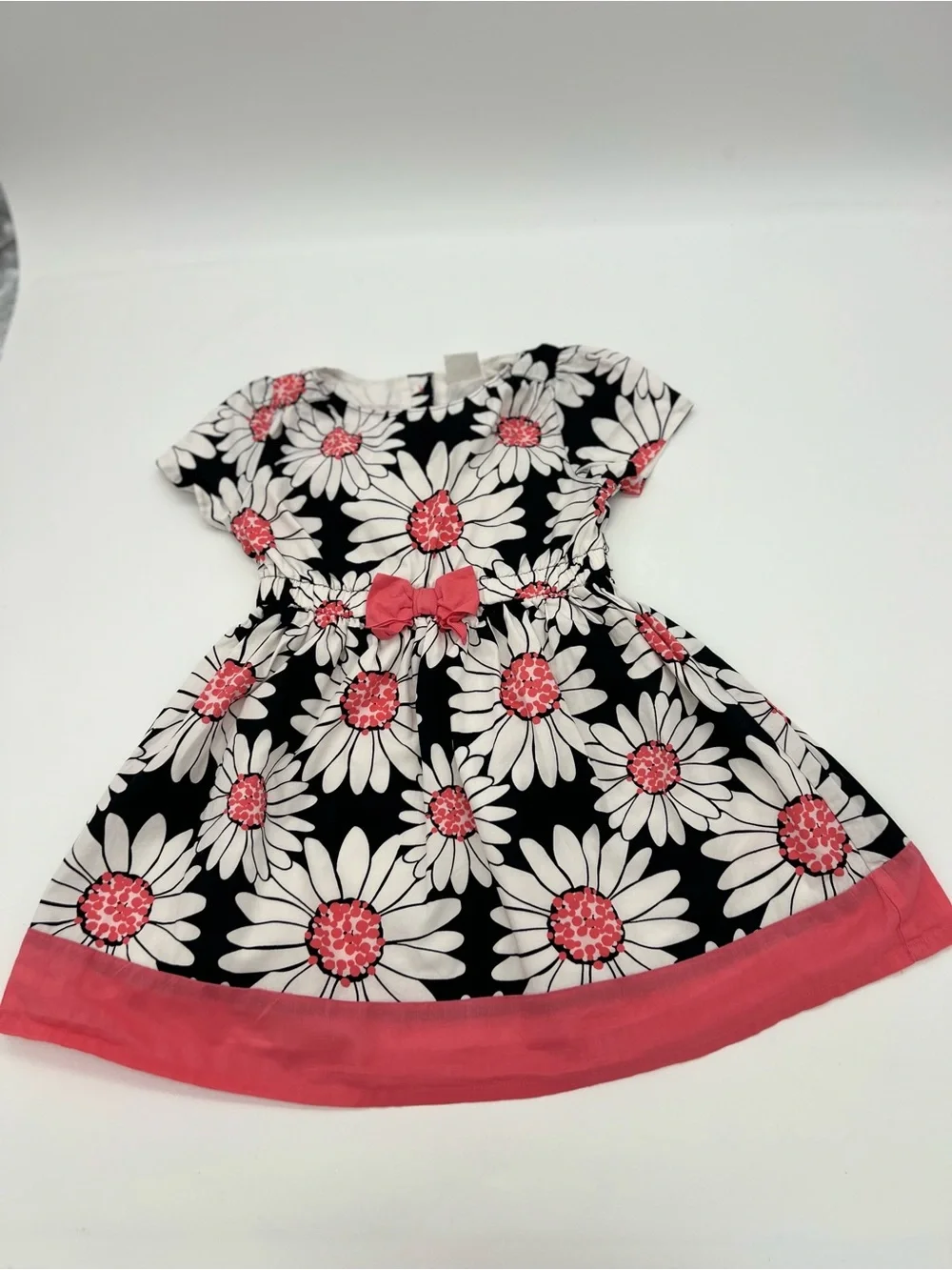 Gymboree Baby Girl Black Pink Floral Dress 3T 100% Cotton Pink Bow